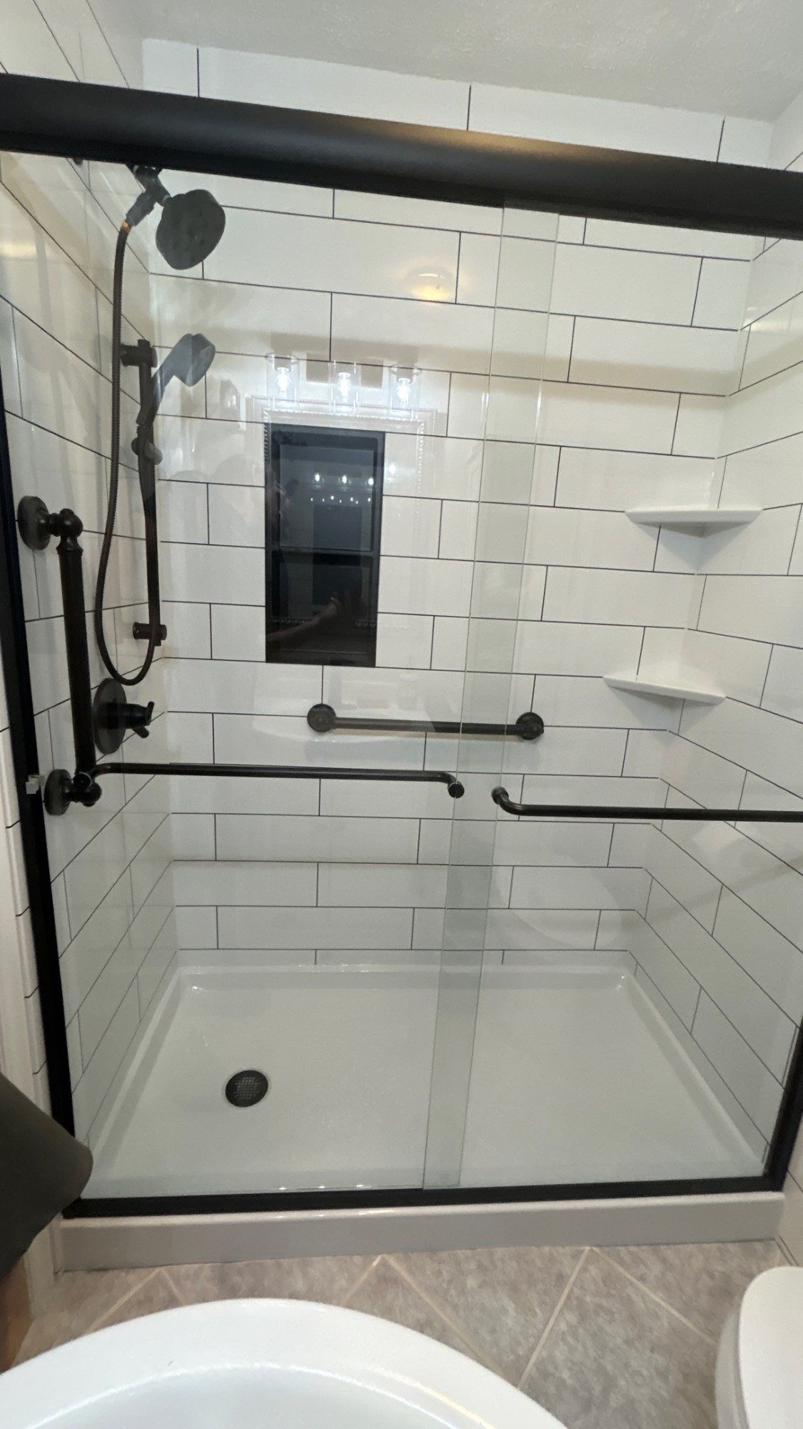 Shower Remodel with Matte Black Fixtures