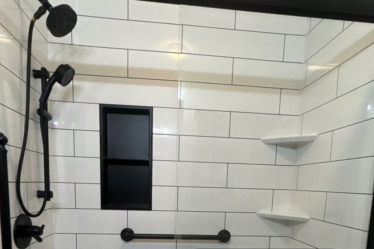 Shower Remodel with Matte Black Fixtures