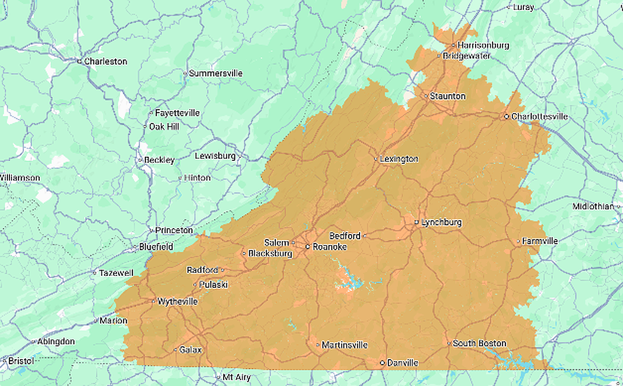 map of service area
