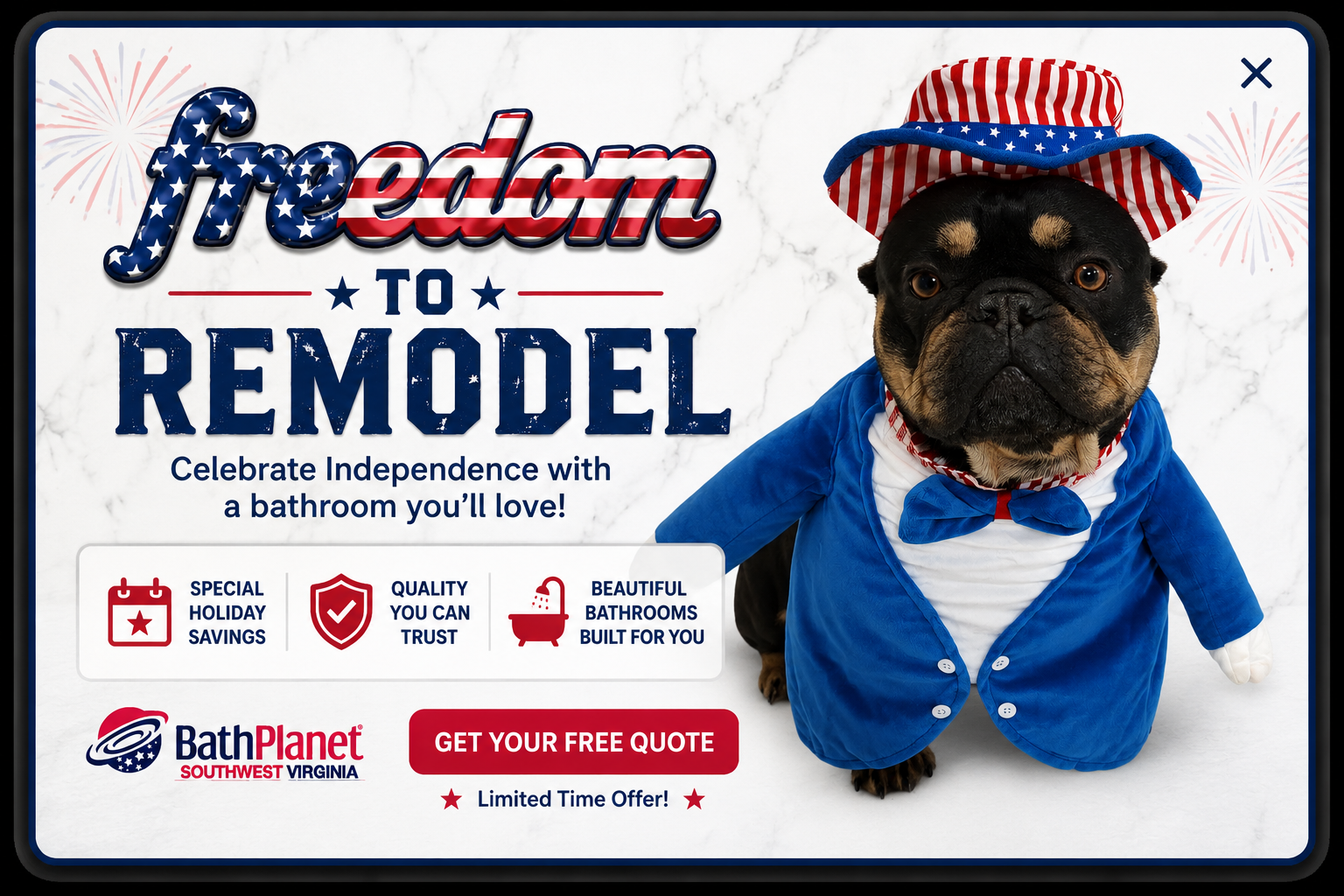 Freedom to Remodel special holiday savings